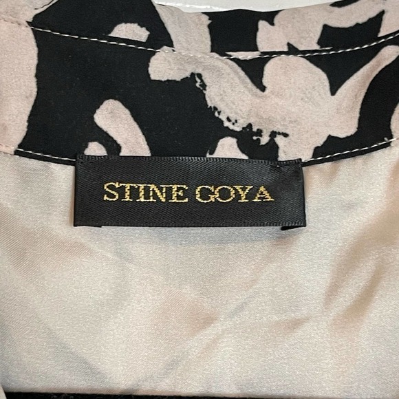 Stine Goya Short Sleeve Collar Neck Button Front Midi Dress White Black Size XS - Picture 5 of 10